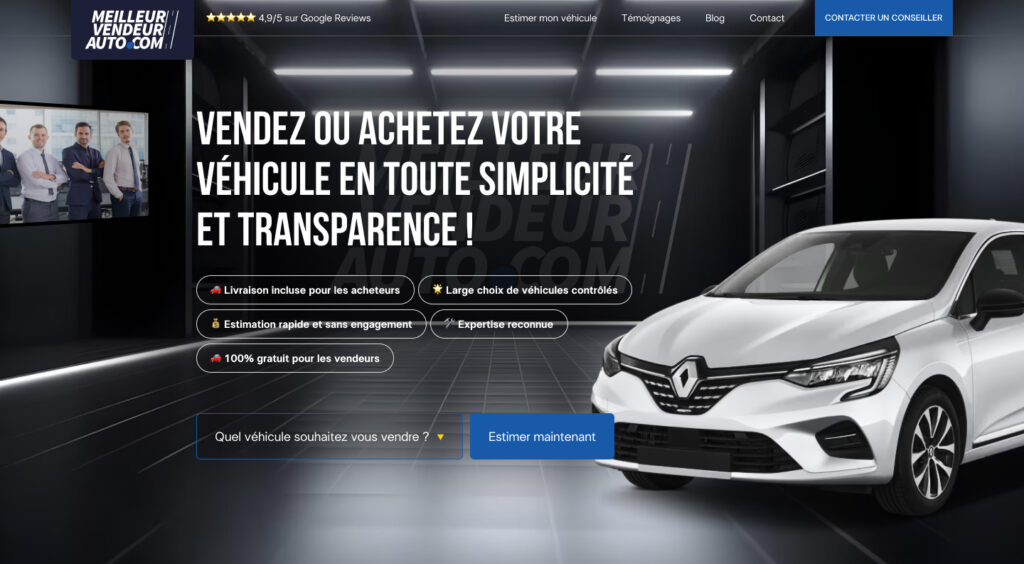 Ecran d'accueil Vroommarket - V1