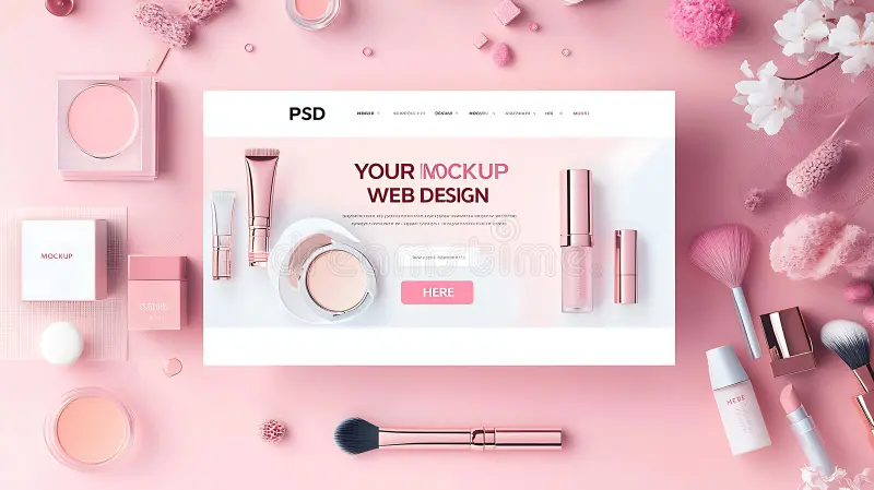 site web de cosmétiques en couleur rose