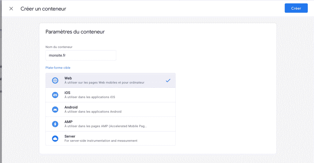 Créer un conteneur