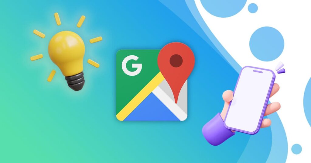 Icône Google Maps avec une ampoule et un smartphone pour le référencement local gratuit d'une entreprise.